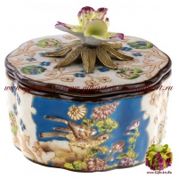 Шкатулка. Фарфор и бронза. Декор Мадейра. Ручная работа. 11 см