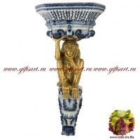 Капитель консоль Обезьяна. Фарфор и бронза. 67 см. Левая. Ручная работа