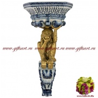 Капитель консоль Обезьяна. Фарфор и бронза. 67 см. Правая. Ручная работа