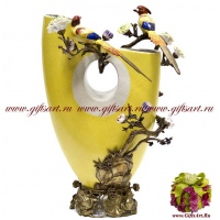Ваза Пара Золотых фазанов. Фарфор и бронза. Декор Новый Свет. Ручная работа. 55 см