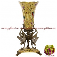 Ваза на стрекозах. Фарфор и бронза. Декор Парк Кейкенхоф. Ручная работа. 43 см