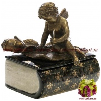 Шкатулка Письмо ангела. Фарфор и бронза. Декор Флёр-де-ли Fleur de Lys. Длина 13 см