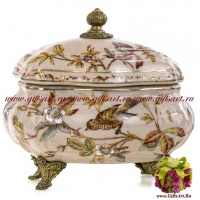 Конфетница. Фарфор и бронза. Декор Кукушкины сны. Ручная работа. Длина 16 см