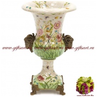 Ваза. Фарфор и бронза. Декор Луговые цветы. Ручная работа. Высота 22 см