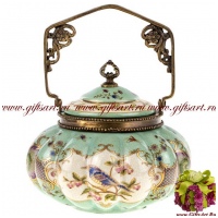 Сахарница вазочка. Фарфор и бронза. Декор Gartenpalais. Ручная работа. 21 см