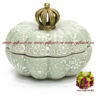 Шкатулка Корона. Фарфор и бронза. Декор Замок Бран. Ручная работа. 12 см