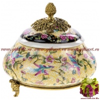Сахарница конфетница. Фарфор и бронза. Декор Замок Лорето. Ручная работа. 17 см