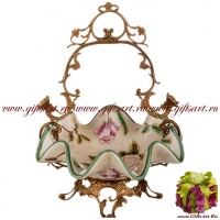 Ваза конфетница. Фарфор и бронза. Декор Замок Коломарес. Ручная работа. Высота 31 см