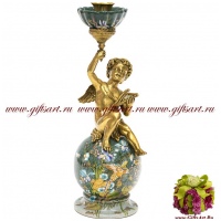 Ангел с лирой подсвечник. Фарфор и бронза. Коллекция Идеальный мир. Ручная работа. 33 см - вид 1 миниатюра