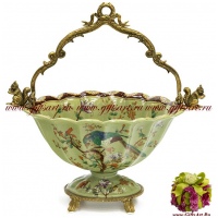 Ваза конфетница белочки. Фарфор и бронза. Декор Любопытная птичка. Ручная работа. Высота 32 см