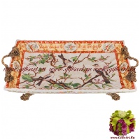 Блюдо. Фарфор и бронза. Декор Замок Фронтенак. Ручная работа. 40 см