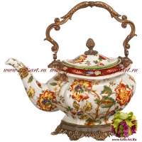 Чайник. Фарфор и бронза. Коллекция Изобилие. Ручная работа.