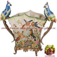 Ваза. Фарфор и бронза. Декор Парк Жау. Ручная работа. Длина 48 см