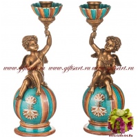 Ангелы подсвечники. Фарфор и бронза. Декор Замок Саммеццано. Ручная работа. 33 см
