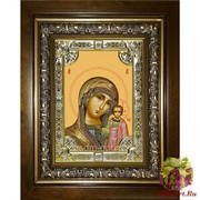 Икона освященная &quot;Казанская икона Божией Матери&quot;, 18x24 см, со стразами, в деревянном киоте 24x30 см, 24x30 см