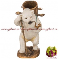 Белый медведь. Фарфор и бронза. Ручная работа. 35 см - вид 2 миниатюра