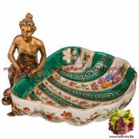 Блюдо для мелочи. Фарфор и бронза. Декор Замок Балморал. Ручная работа. 19 см