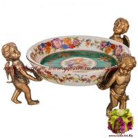 Блюдо с ангелами. Фарфор и бронза. Декор Замок Балморал. Ручная работа. 18 см