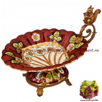 Ваза конфетница белочка. Фарфор и бронза. Декор Замок Де Хаар. Ручная работа. 24 см