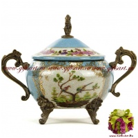 Сахарница вазочка. Фарфор и бронза. Декор Дворец Шенбрунн. Ручная работа. 17 см