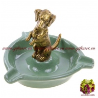 Пепельница. Фарфор и бронза. Коллекция Мята. Ручная работа. Высота 13 см