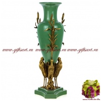 Ваза Ибисы в камышах. Коллекция Мята. Фарфор и бронза. Ручная работа. 60 см