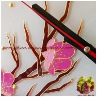 Настенные часы авторские стеклянные Сакура Ручная работа Размер 30 см - вид 1 миниатюра