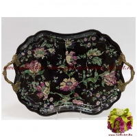 Поднос. Фарфор и бронза. Коллекция Цветущая ночь. Ручная работа. 52 см