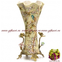 Ваза. Фарфор и бронза. Декор Вишнёвый сад. Ручная работа. 42 см