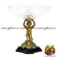 Ваза конфетница в антикварном стиле. Стекло и бронза. Ручная работа. 26 см