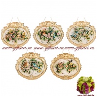 Картина фарфоровая панно Две птички в цветах 34 х 40 см. Италия - вид 1 миниатюра