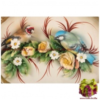 Картина фарфоровая панно Две птички в цветах 34 х 40 см. Италия - вид 1 миниатюра