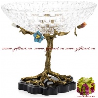 Вазочка конфетница Цветущее дерево. Стекло и бронза. Ручная работа. 25 см