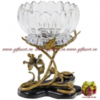 Вазочка конфетница Цветок лотоса. Стекло и бронза. Ручная работа. 15 см