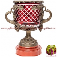 Ваза в антикварном стиле. Стекло и бронза. Декор Бордо. Ручная работа. Высота 34 см