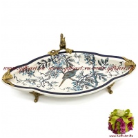 Блюдо белочка. Фарфор и бронза. Декор Утро в Шенонсо. Ручная работа. Длина 39 см
