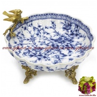 Блюдо для мелочи Птичка. Фарфор и бронза. Декор Замок Эскишехир. Ручная работа. 22 см - вид 1 миниатюра