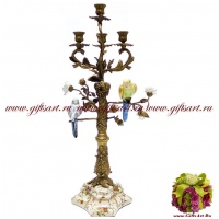 Подсвечник. Фарфор и бронза. Декор Мавританский сад. Ручная работа. Высота 55 см