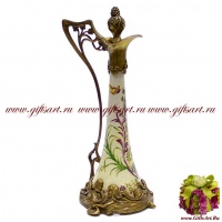 Кувшин. Фарфор и бронза. Декор Птичий двор. Ручная работа. Высота 34 см