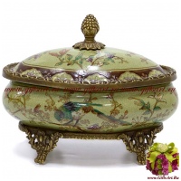 Конфетница. Фарфор и бронза. Декор Любопытная птичка. Ручная работа. 15 см