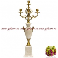 Подсвечник. Фарфор и бронза. Белая коллекция. Ручная работа. 66 см