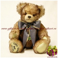 Мишка Hermann коллекционный Счастливчик с камнем-амулетом Агатом Lucky Stone Bear - Agate. Лимит 25 шт Германия 29 см