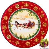 Блюдо фарфоровое Дед Мороз на санях &quot;Новогодняя коллекция&quot; 21 см 834685 Подарочная упаковка