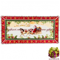 Блюдо фарфоровое Дед Мороз на санях &quot;Новогодняя коллекция&quot; 37 х 18 см Подарочная упаковка 534685