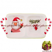 Менажница Санта Фолк 25 см. Керамика. Подарочная упаковка