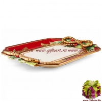 Блюдо Банты. Рождество. Новогодняя посуда. Керамика. Длина 33 см - вид 1 миниатюра