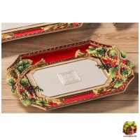 Блюдо Банты. Рождество. Новогодняя посуда. Керамика. Длина 33 см - вид 3 миниатюра