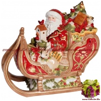 Банка для печения Дед Мороз с подарками в санях новогодняя посуда Длина 36 см