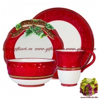 Подарочный набор 4 предмета Новогодняя посуда Серия Благоденствие