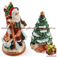 Набор для специй Соль и Перец Дед Мороз и ёлка. Серия Банты Рождество. Новогодняя коллекция